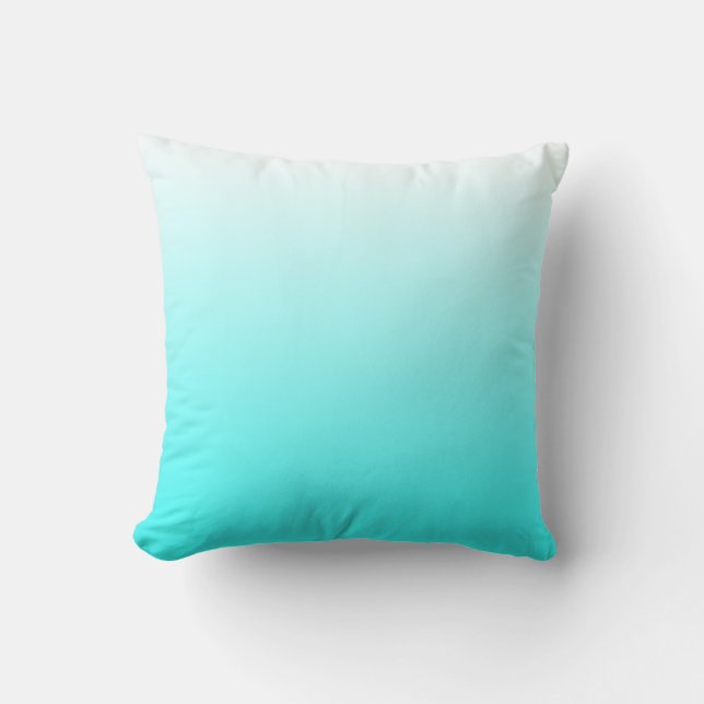 Weiß bis Aqua Blue Gradient Kissen (Vorderseite)