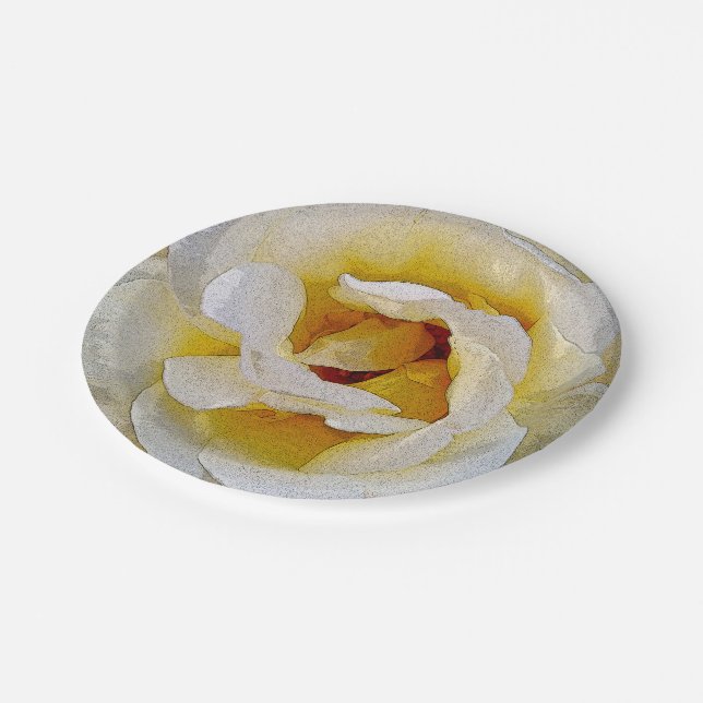 Weiß bis Gelb Pappteller (Schrägansicht)