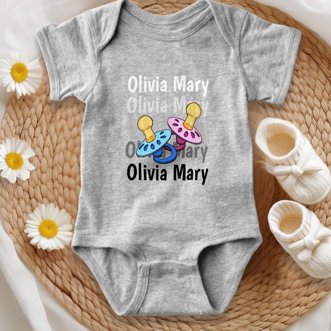 Weiß bis schwarz mit Schnuller Grau Baby Strampler (Von Creator hochgeladen)