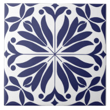 Weiß & Blau Abstrakte florale Geometrie