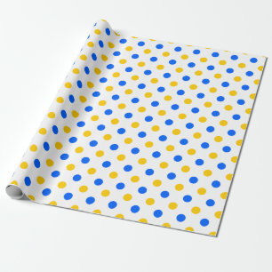 Weiß Blau Gelb Punkte Design  Geschenkpapier