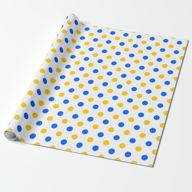 Weiß Blau Gelb Punkte Design  Geschenkpapier (Ungerollt)