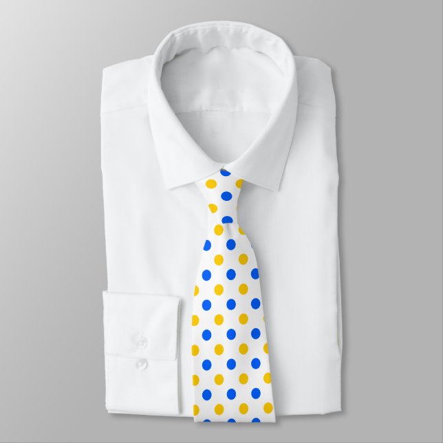 Weiß Blau Gelb Punkte Design  Krawatte (Gebunden)