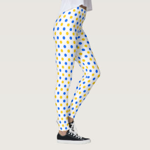 Weiß Blau Gelb Punkte Design Leggings