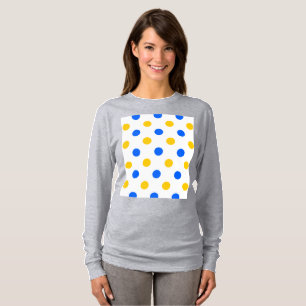Weiß Blau Gelb Punkte Design  T-Shirt