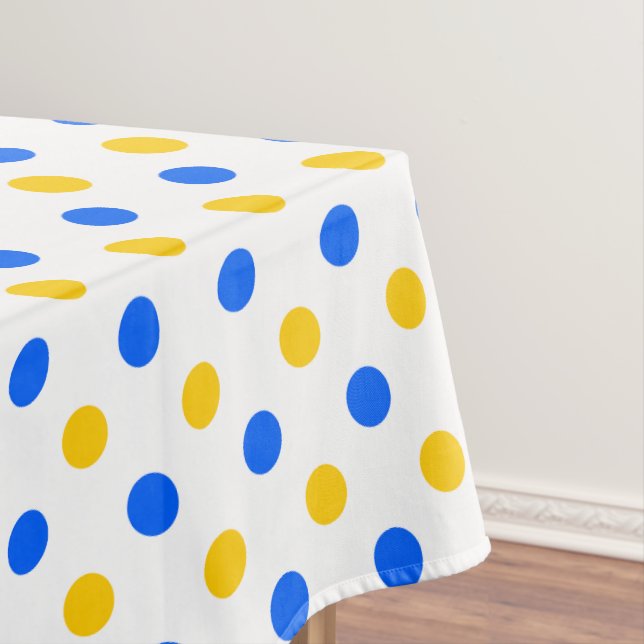 Weiß Blau Gelb Punkte Design  Tischdecke (Beispiel)