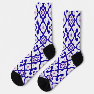 💙 Weiß Blau Geometrisches Lebendiges Mehrfarbiges Socken