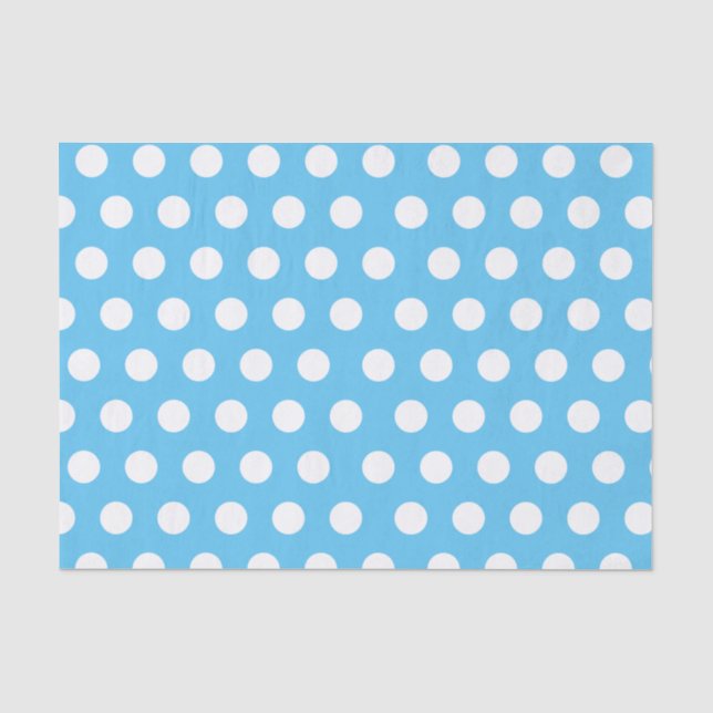 Weiß & blau große mittelgroße Polka-Dot-Party Seidenpapier (Vorderseite)