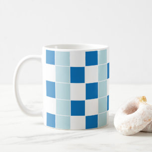 Weiss Blau Kariert Schachbrettmuster Kaffeetasse