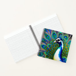 Weiß blau und grün Piebald Peacock Notizbuch