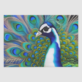 Weiß blau und grün Piebald Peacock Seidenpapier