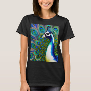 Weiß blau und grün Piebald Peacock T-Shirt