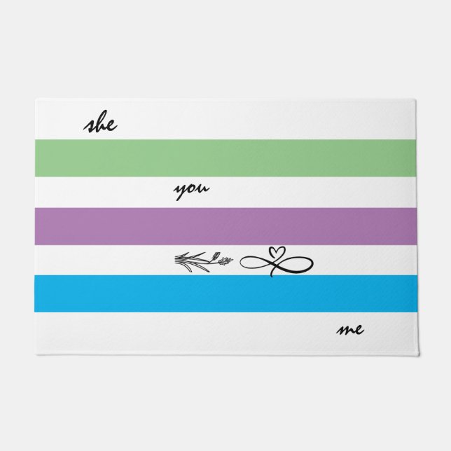 Weiß-Blau und mattengrünes Muster personalisiert Fußmatte (Vorderseite)