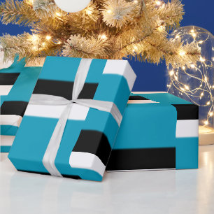 Weiß, Blau und Schwarz Ombre Geschenkpapier