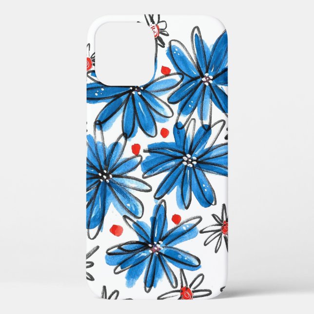 Weiß-blaue Blume Case-Mate iPhone Hülle (Rückseite)