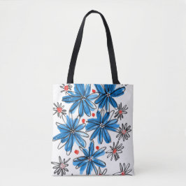 Weiß-blaue Blume Tasche