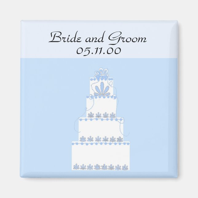 Weiß-blaue und weiße Hochzeitstorte Magnet (Vorne)