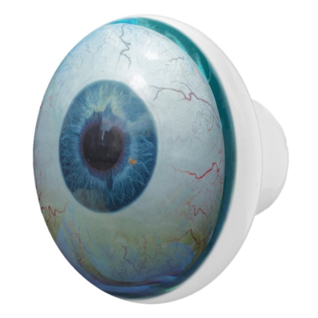 Weiß blaues Auge Creepy Eye Boy's Schlafzimmerdeko Keramikknauf (Rechts)