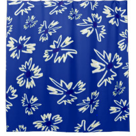Weiß-blaues Blumenmuster Duschvorhang
