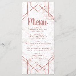 Weiß-Blütenmarmor und Rose-Gold-Hochzeitsmenü Menükarte