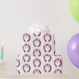 Weiß Braun Pink Schleife Cowgirl Pferd Hufeisen Ge Geschenkpapier