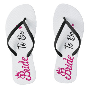 weiß "Brie to be" mit rosa Krone Flip Flops