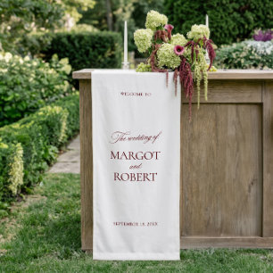 Weiß & Burgund Hochzeit Willkommensschild Vinyl Ba Banner