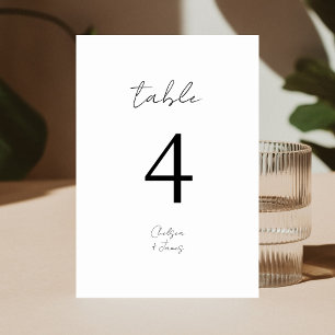 Weiß   Chic B&W Minimalistisch Wedding Tischnummer