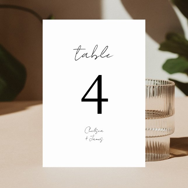 Weiß | Chic B&W Minimalistisch Wedding Tischnummer (Von Creator hochgeladen)
