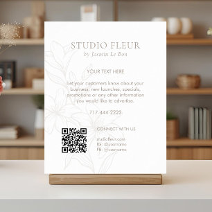 Weiß Chic Floral Text Promotion QR Poster