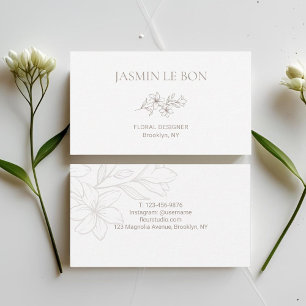 Weiß Chic Minimalistische Blume Visitenkarte