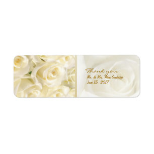 Weiß - creme Rose Hochzeit Danke Label