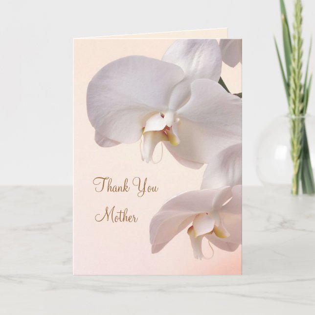 Weiß - cremefarbene Orchideen Hochzeit. Danke, Mut Dankeskarte (Vorderseite)