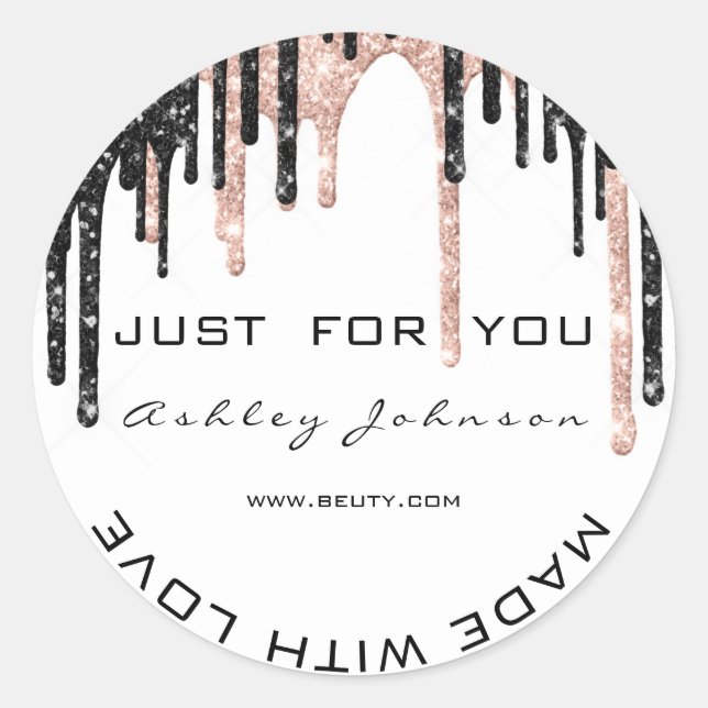 Weiß Dankeschön Rose Schwarz aus Liebe Runder Aufkleber (Vorderseite)