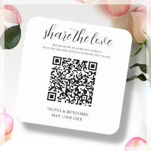 Weiß Die Liebe teilen Hochzeit Rechteckiger Pappuntersetzer
