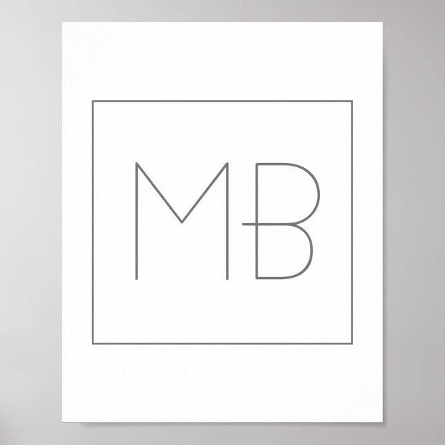 Weiß elegant Einzigartig Mit Monogramm Poster (Vorne)