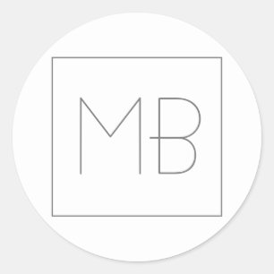 Weiß elegant Einzigartig Mit Monogramm Runder Aufkleber