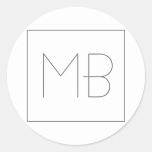 Weiß elegant Einzigartig Mit Monogramm Runder Aufkleber