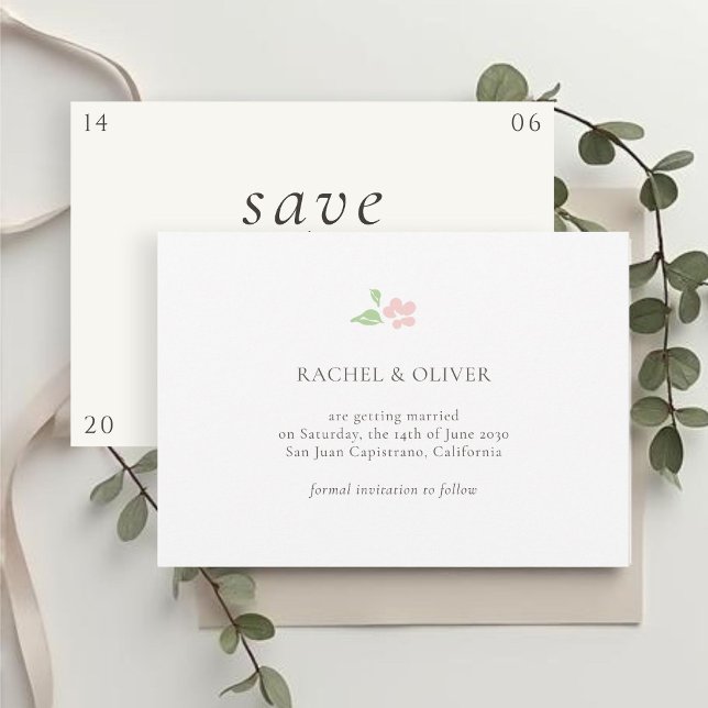 Weiß & Elfenbein | Florale Rose Hochzeit Termin me Save The Date (Von Creator hochgeladen)