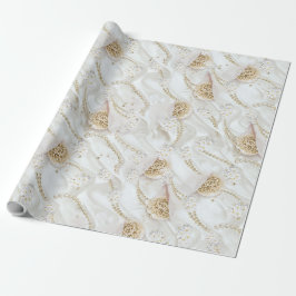Weiß-Elfenbeinsilk und Elfenbeinmeisterpearls Geschenkpapier