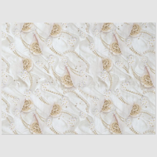 Weiß-Elfenbeinsilk und Elfenbeinmeisterpearls Seidenpapier (Vorderseite)