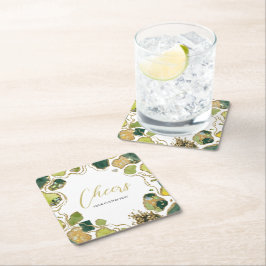 Weiß | Faux-Glitter Elegant Rechteckiger Pappuntersetzer