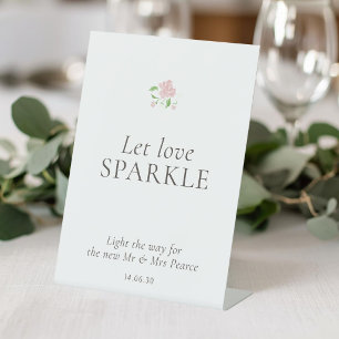 Weiß Florale Sparkle Hochzeitstischplatte Sockelschild