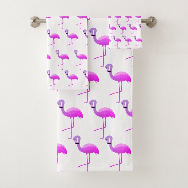 WEISS FLURO FLAMINGO PATTERN BADEZIMMER TOWEL SET (Insitu)