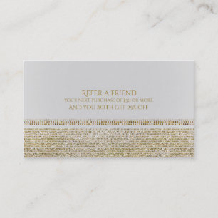 Weiß & Funkelnder Gold Glam Bling Empfehle einen F Empfehlungskarte