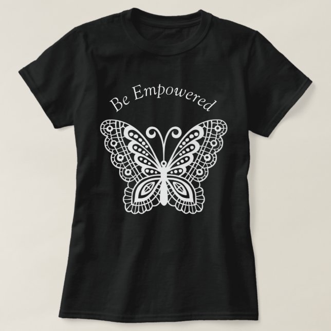 Weiß Geblüht Schmetterling Inspiration  T-Shirt (Design vorne)