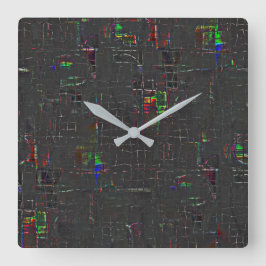 Weiß gefärbt, dunkel gezeichnet unter oder über Ju Quadratische Wanduhr