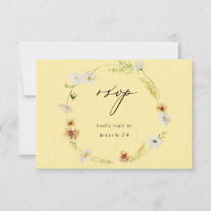 Weiß-gelbe Blumen mit Essens-RSVP - Gelb RSVP Karte