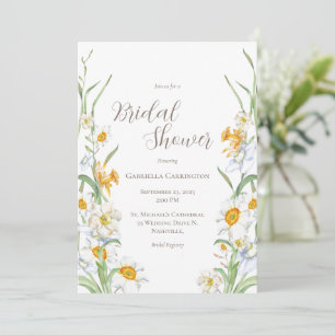 Weiß-gelbes, florales Brautparty Einladung