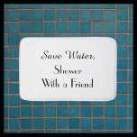 Weiß Gerettet Wasser Funny Plush Badematte<br><div class="desc">Diese humorvolle Badematte kann beliebig sein - klicken Sie einfach auf Anpassen. Der Standardhintergrund ist weiß; der Text ist schwarz. Im Text steht "Wasser Gerettet, Dusche mit einem Freund". Ein passender Duschvorhang steht zur Verfügung. Ein tolles Geschenk für eine Hochzeit oder Hauswärmung. Alle Rechte vorbehalten © 2015 Alan & Marcia...</div>